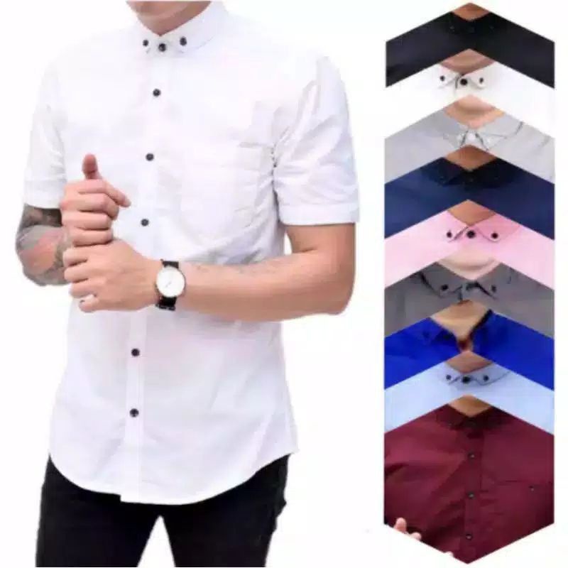 Kemeja Pria Boyi Top Man Lengan Pendek Kesual Formal Kerja Putih