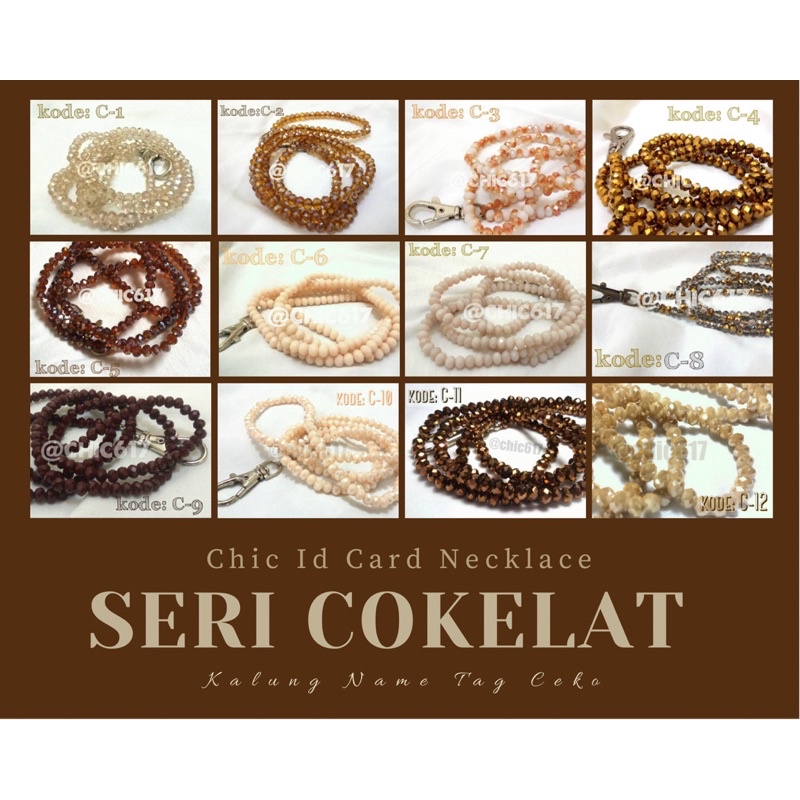 

Lanyard Beads Manik Kalung Name Tag Tali Nametag Mute Mote Id Card Necklace SERI COKLAT