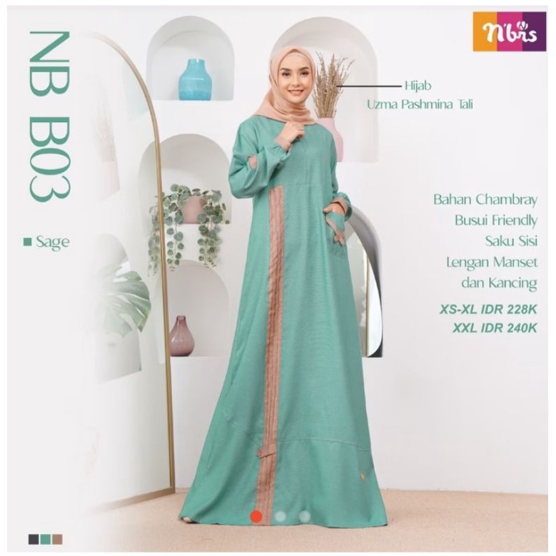 Gamis Nibras Terbaru 2021 NB B03 New Original / Gamis Dewasa / Gamis Nibras Katun / Gamis Modern / Dress Muslimah