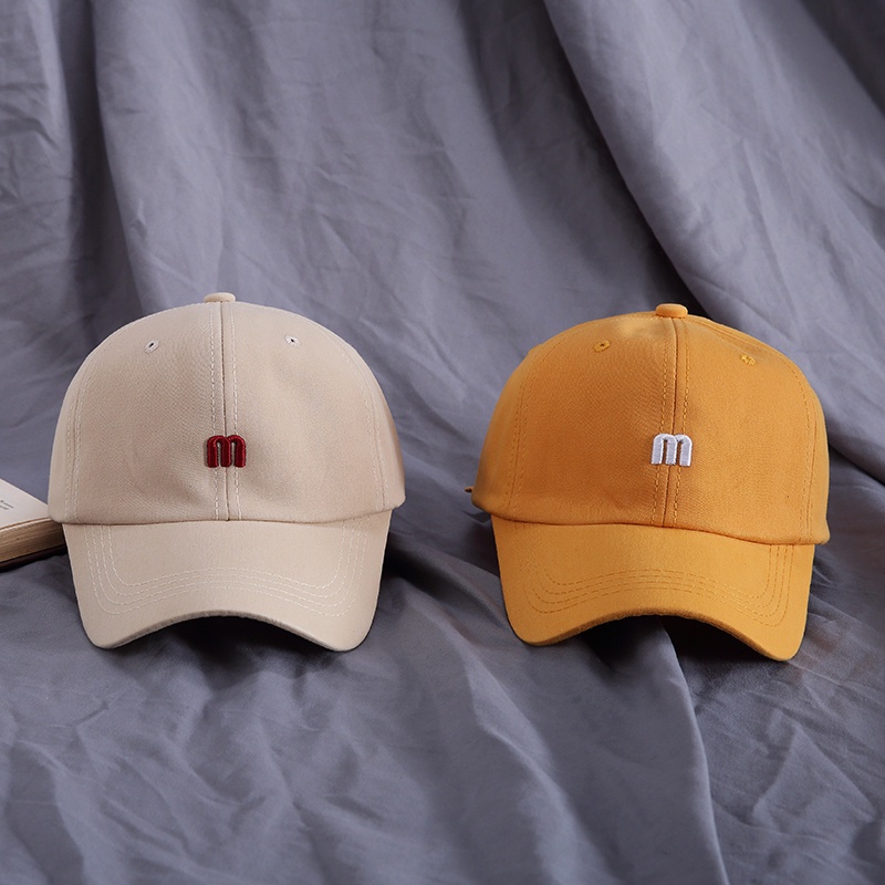 M Letter Baseball Cap Curved Brim Retro Soft Top Casual Hip-hop