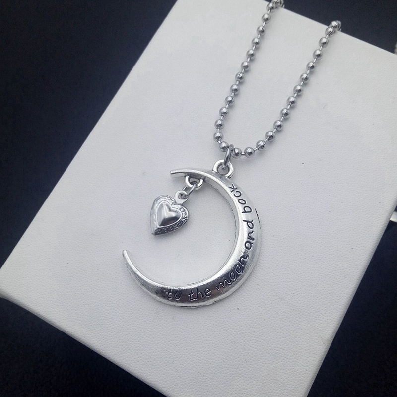 Kalung Panjang Rantai Perak Hati Silver Long Chain Necklace Moon Heart Korea Cool Letter Necklaces for Women Party Jewelry