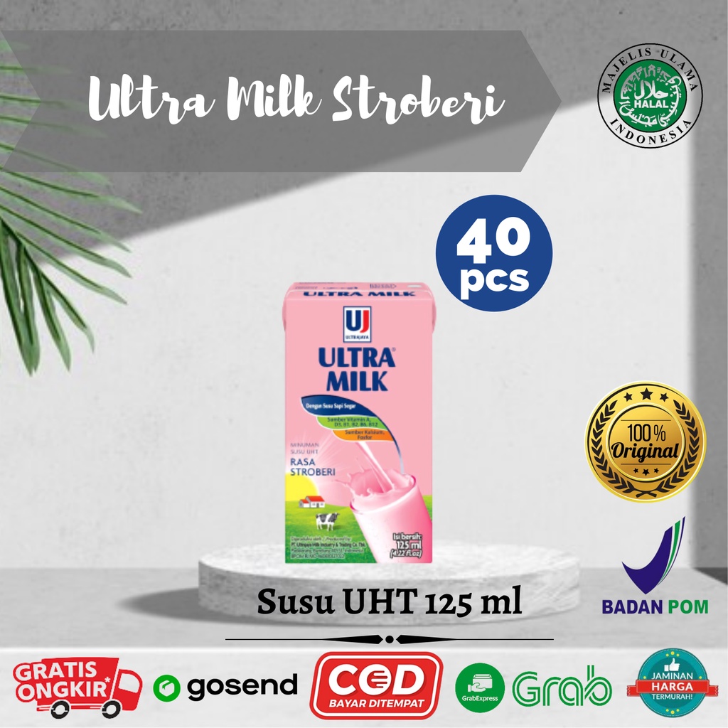 

Ultra Milk Susu UHT Stroberi 40x125ml 1 Dus