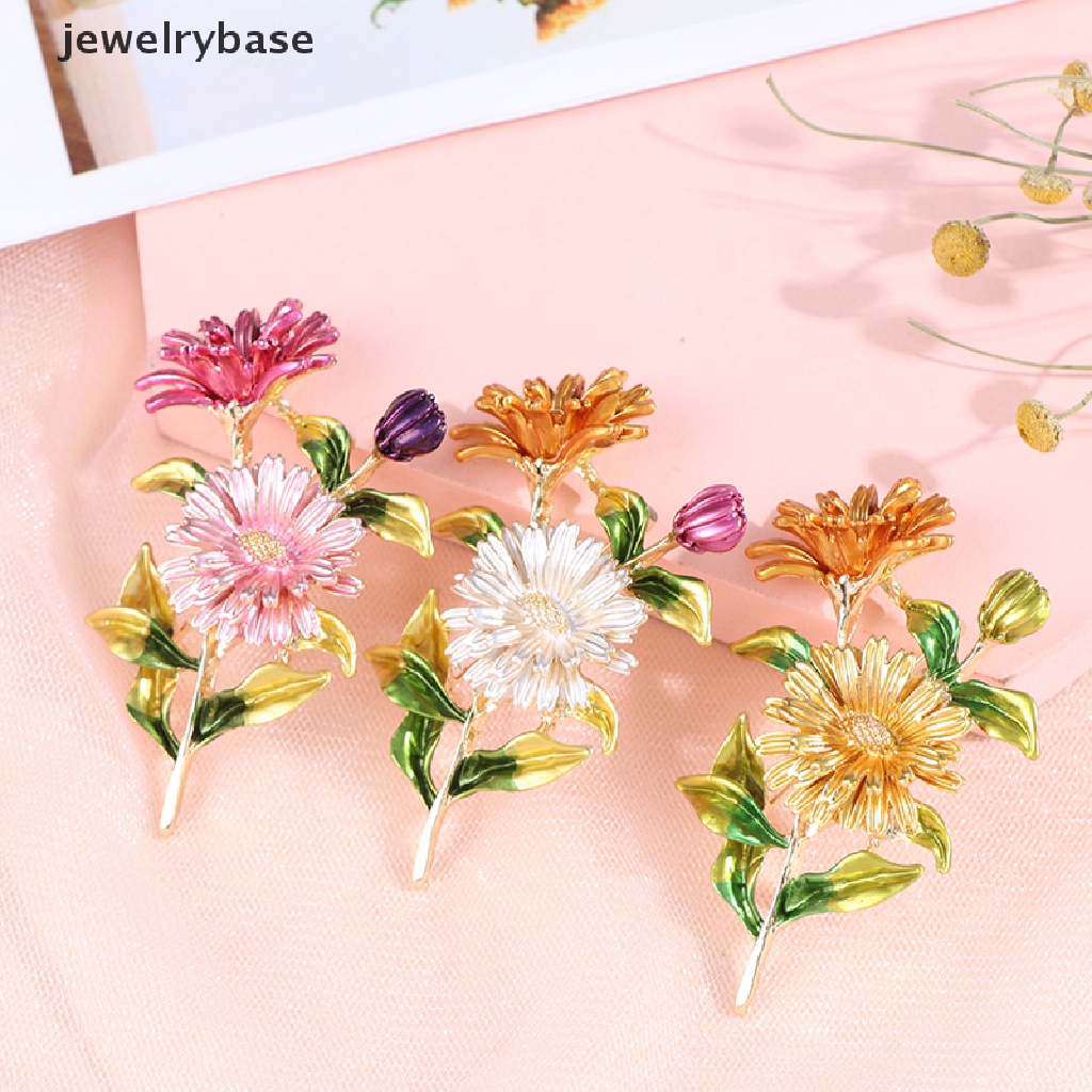 1pc Bros Pin Enamel Bentuk Bunga Daisy Untuk Wanita