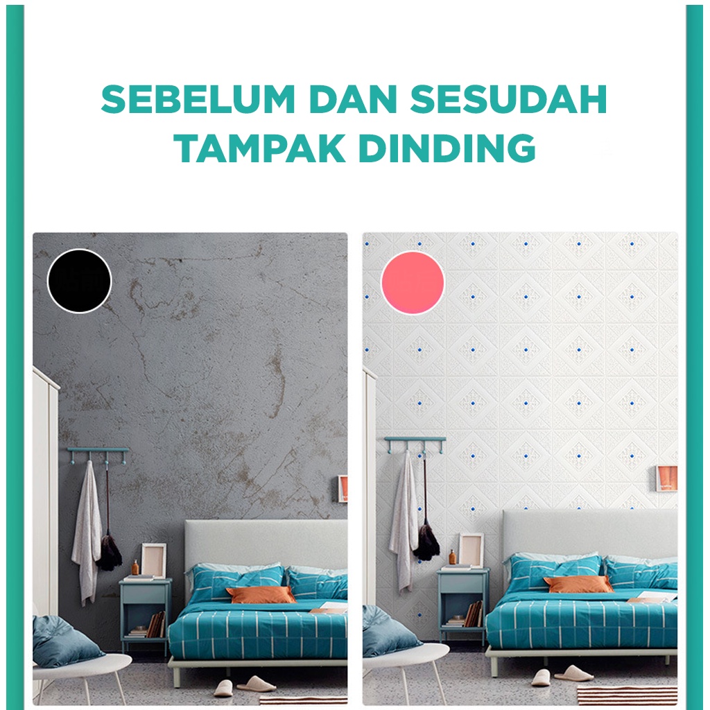 Wallpaper 3D FOAM / Walpaper Dinding 3D Motif Foam Batik More High Quality / Wallfoam Sticker Tembok / Stiker permata