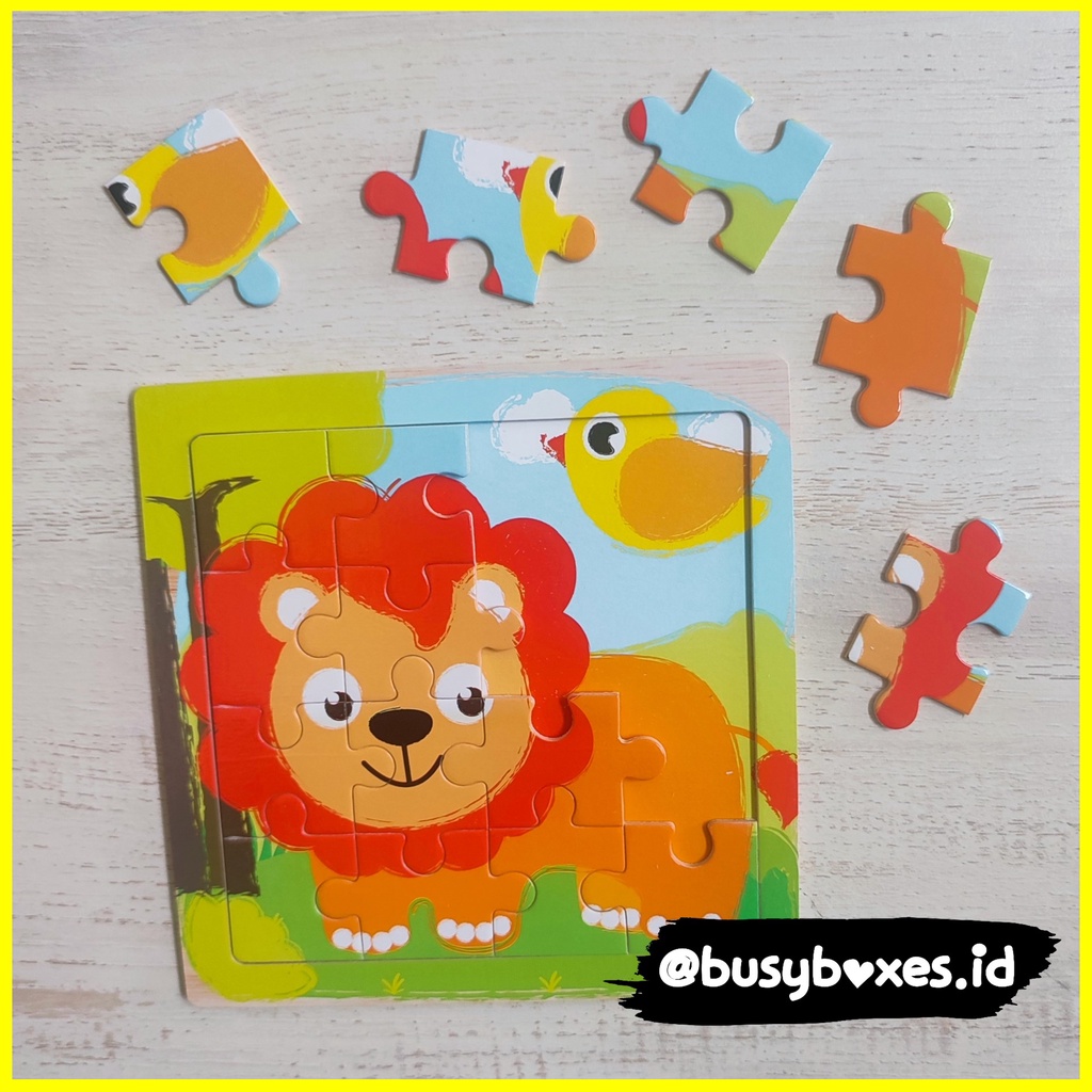 [busyboxes] mainan edukasi anak 4 tahun puzzle knob mainan montessori puzzle binatang hewan singa lion