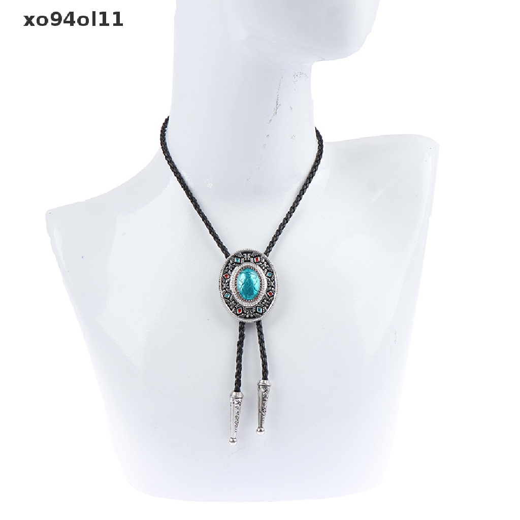 Kalung Bolo Tie Bentuk oval Gaya Cowboy Barat Untuk Wanita