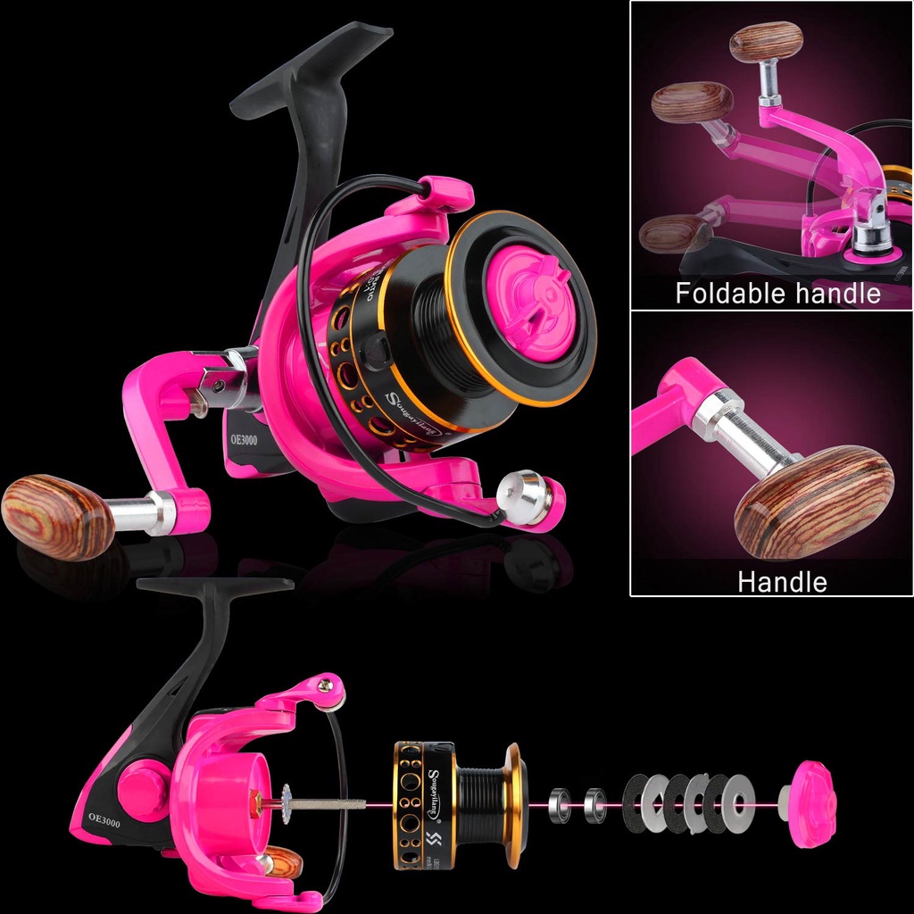 Gulungan Pancing 12 BB Spinning Reel Pancing Dengan Rasio Gear Tinggi 5.0: 1 Spinning Reel Untuk Tangan Kiri/Kanan Untuk Freashwater