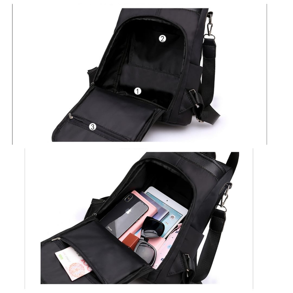 TAS RANSEL BACKPACK ANTI AIR WANITA TA253B5 ATLAS IMPORT HITAM KULIAH FASHION PUNGGUNG KOREA SEKOLAH