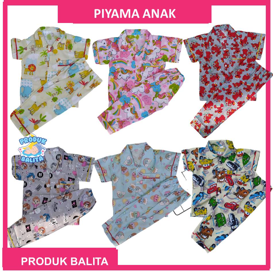 Piyama Anak Laki-laki Perempuan Murah  Set Baju Tidur Terlaris Setelan Piyama Anak Ukuran M L XL Usia 2-6 Tahum Murah