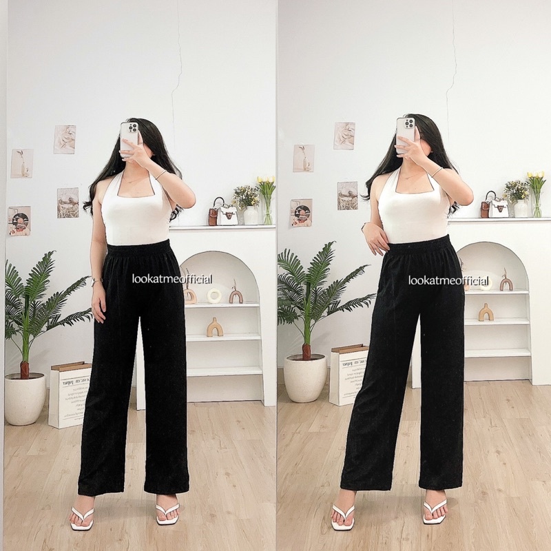 lookatmeofficial • Celana Kulot Wanita Rachel Rib Knit Pants