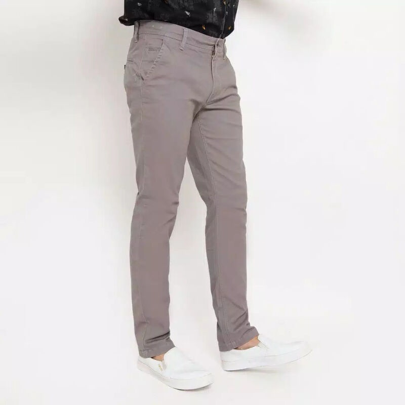 Police Denim - Celana Chinos Slim Fit Pria Grey Abu-abu 33