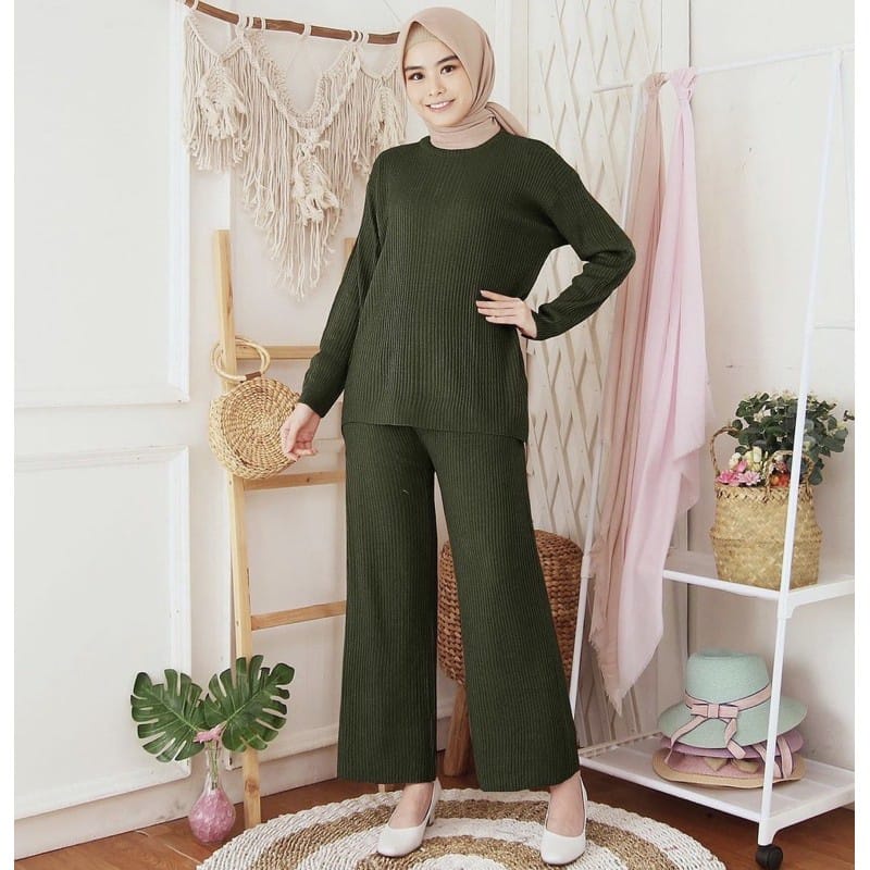 STELAN CELANA KULOT RAJUT + SWEATER BOXY / ONE SET RAJUT / KNITWEAR PREMIUM