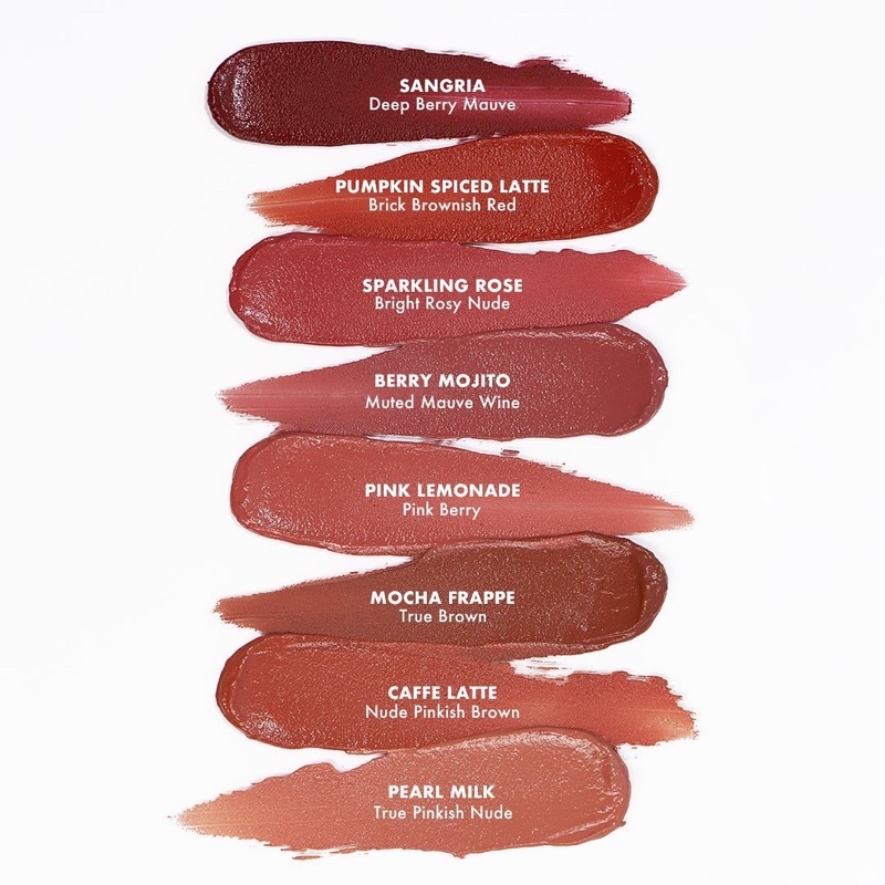 LUXCRIME Ultra Creamy Lip Velvet 8 Shades | Pearl Milk | Sangria | Sparkling Rose | Berry Mojito | Caffe Latte | Mocha Frappe | Pink Lemonade | Pumpkin Spiced Latte