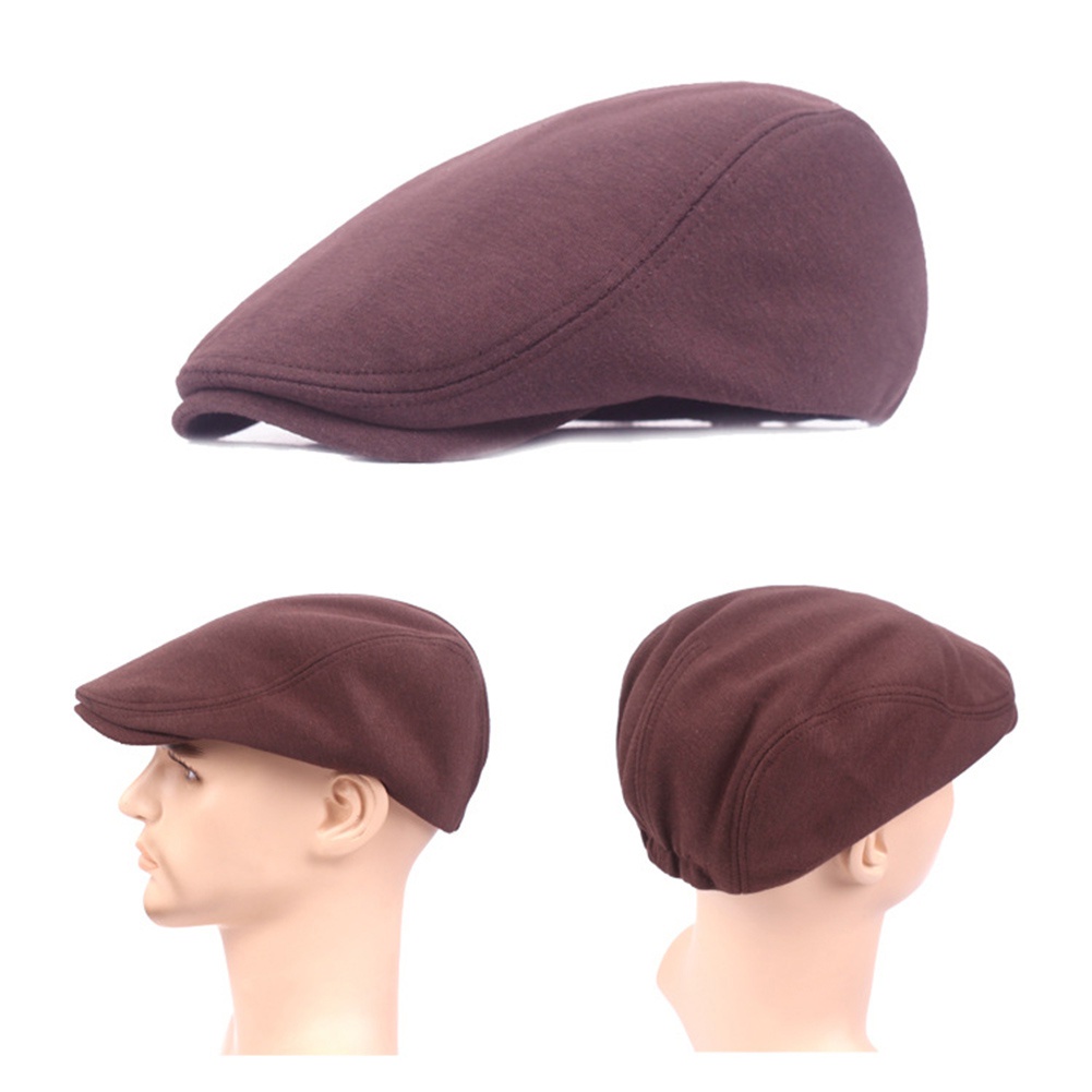 Topi Baret Pria Bahan Katun Warna Solid Gaya Vintage Untuk Olahraga