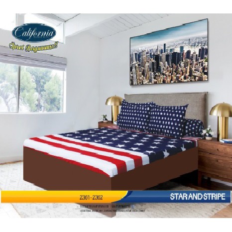 Sprei California 160x200 Queen Terlaris Star n Stripe
