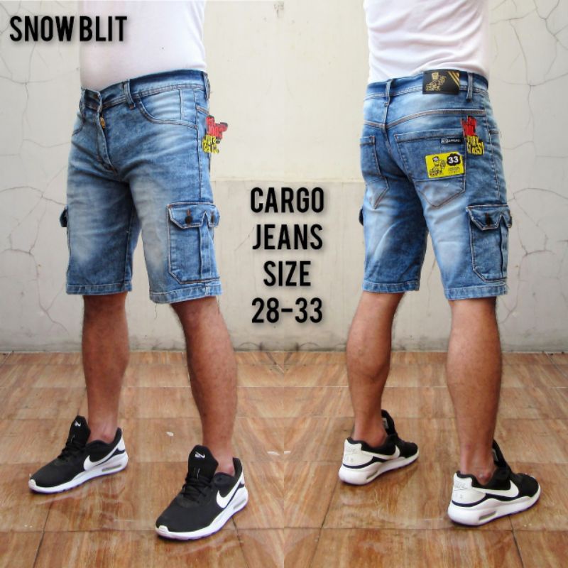 CELANA PENDEK CARGO DENIM PRIA JEANS 28 33 PDL JINS
