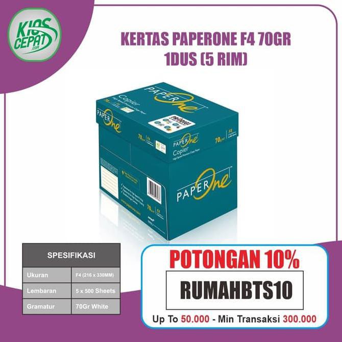 

KHUSUS GOJEK/GRAB Kertas PaperOne F4 70gr 1DUS = 5 RIM