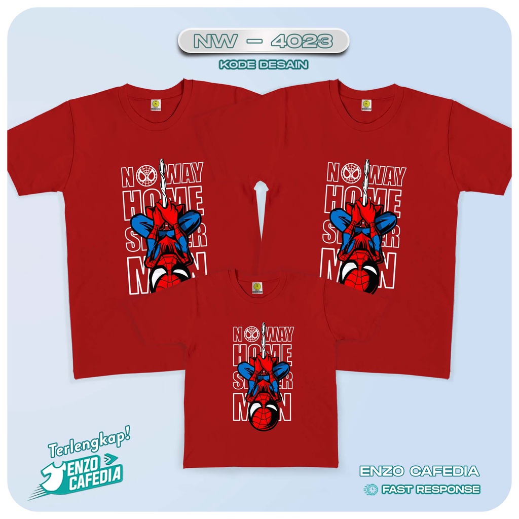 Jual Baju Kaos Couple Keluarga | Kaos Family Ultah Anak | Motif Spiderman NW 4023 | Gratis Custom | 