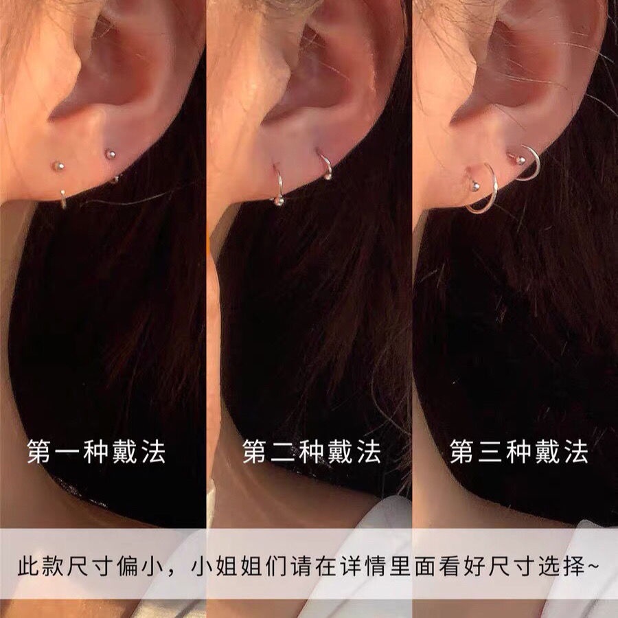 Anting-anting cincin/stud anting-anting baru trendi telinga tulang stud wanita sterling silver antin