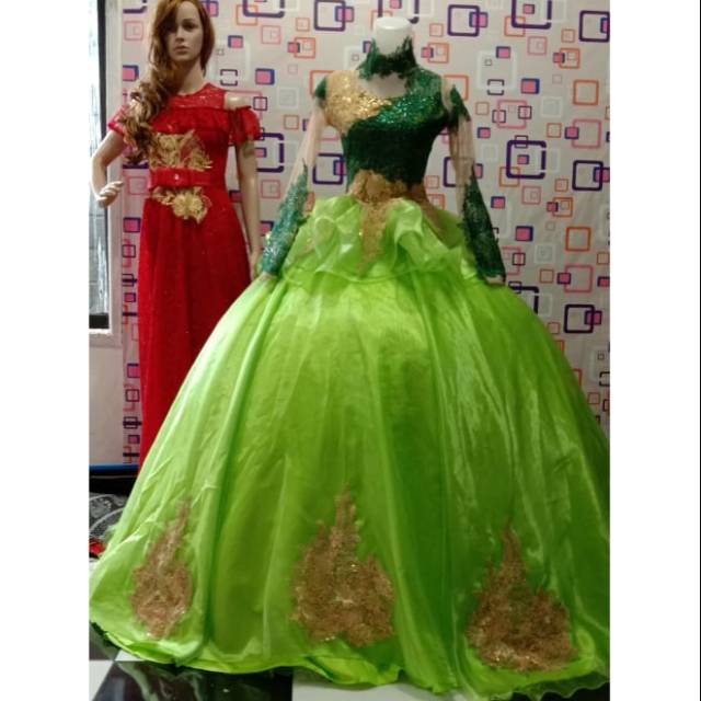 gaun pengantin organza murah