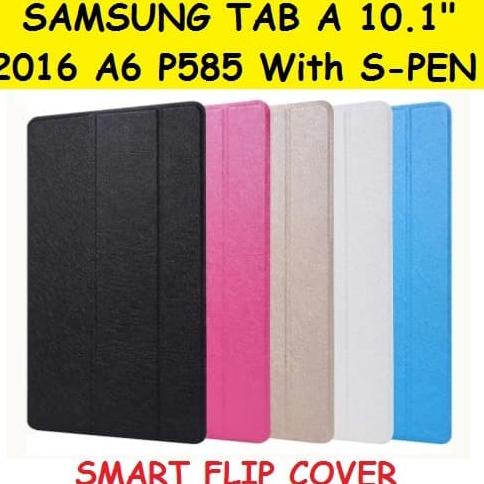 Samsung Tab A 10.1 A6 2016 With S-Pen P585 Flip Book Cover Case Casing - Biru Muda, P585 (S-Pen)