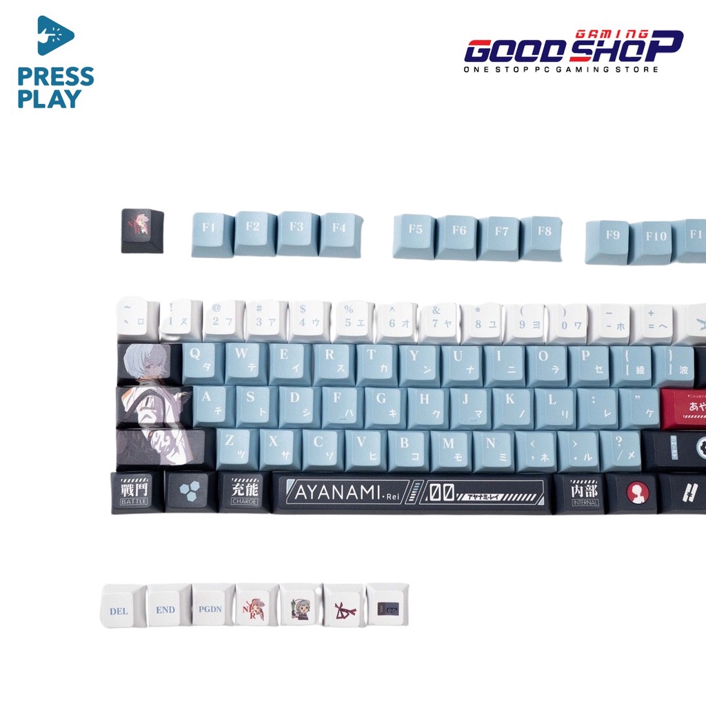 PressPlay Rei Ayanami EVANGELION PBT Dye Sub Keycaps Mechanical Keyboard