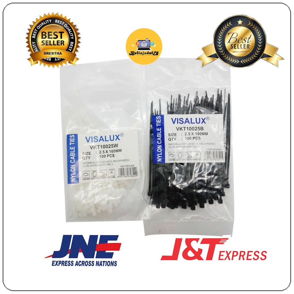 

Beliajadulu88 kabel pengikat kabel ties10CM 4 100pcs 100X2.5MM B W visalux