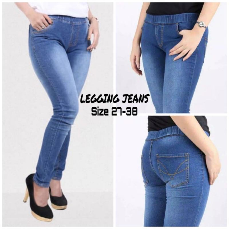 Celana Legging Jeans Karet Slimfit | Celana Legging Cewek