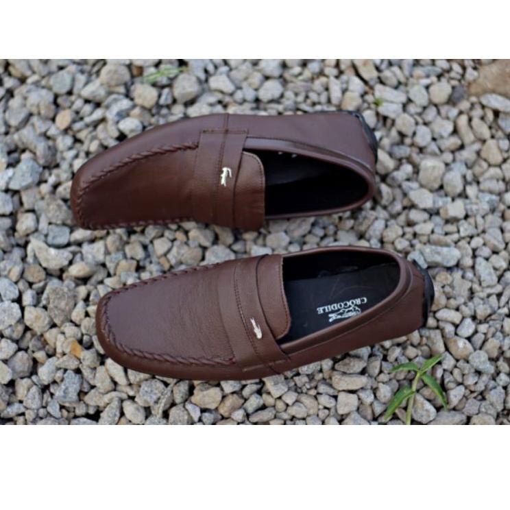 [BSO. 516607] SEPATU PANTOFEL PRIA KULIT SAPI ASLI LACOSTE KANTOR FORMAL KERJA BROWN HITAM //