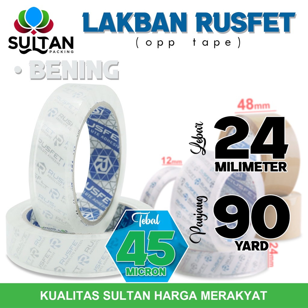 

Lakban 24mm x 90yard RUSFET Isolasi Selotip Plakban Packing PREMIUM / Satuan