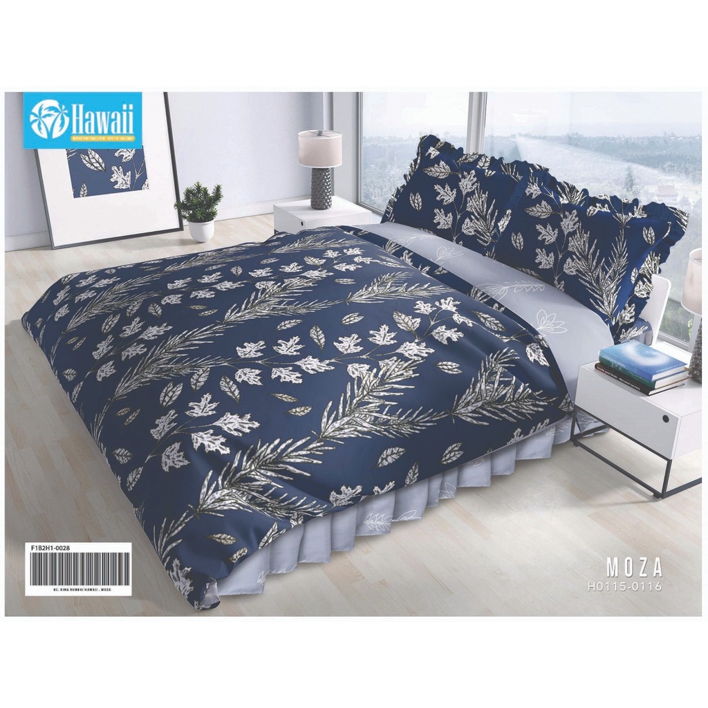 Bedcover Set Hawaii Motif Moza - 180x200x20cm / Bedcover Hawaii Murah