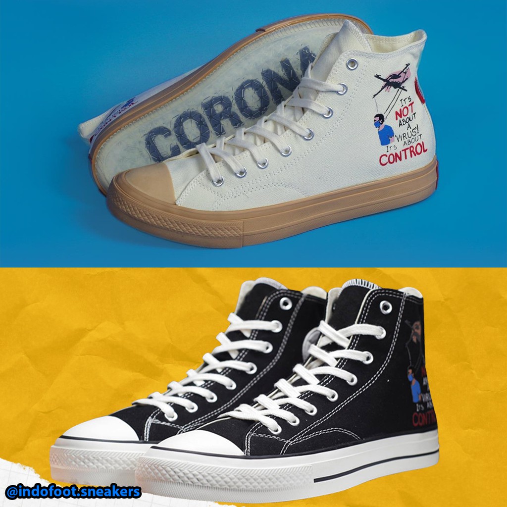 NO BRAND CORONA JANCOK WHITE GUM HIGH / NOBRAND CORONA JANCOK WHITE GUM HIGH / SEPATU LOKAL ORIGINAL