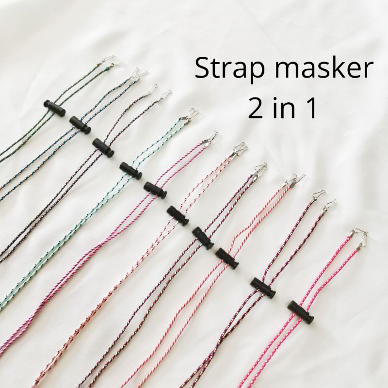 KALUNG MASKER 2 IN 1 MUTIARA / KONEKTOR SEKALIGUS STRAP MASKER HIJAB-Strap motif random