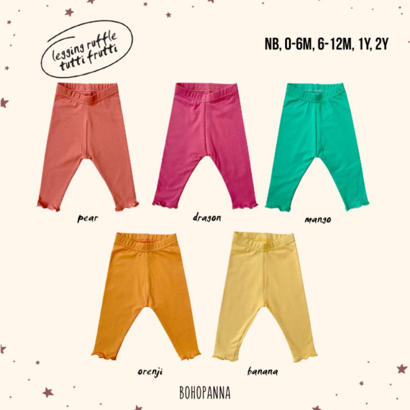 BOHOPANNA - LEGGING RUFFLE GIRL - LEGGING ANAK PEREMPUAN - CELANA ANAK - LEGGING BAYI