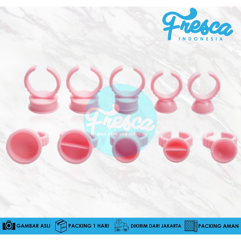 50pcs Ring Glue Pink Tempat Tinta Eyelash Extension Warna Pink Cup Tanam Bulu Mata Ring Glue Ink