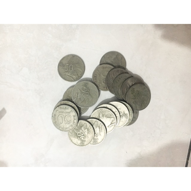 Uang koin kuno mahar 50 rupiah cendrawasih