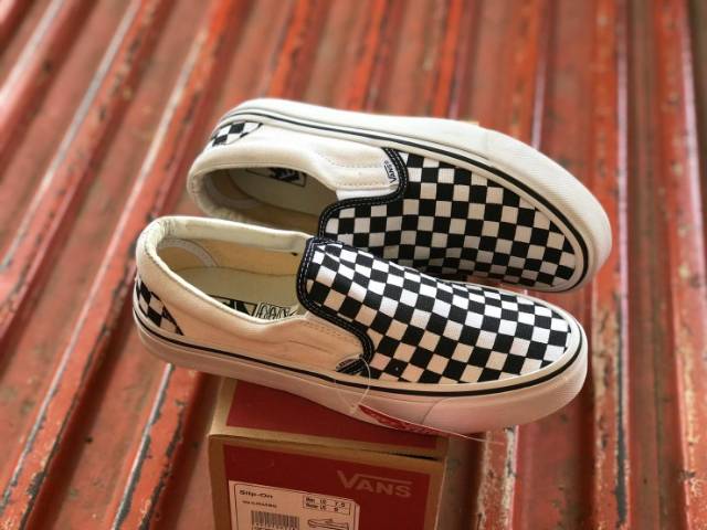 SEPATU43 VANS SLIP ON FULL BLACK HITAM COKLAT OLDSKOOL ERA SK8