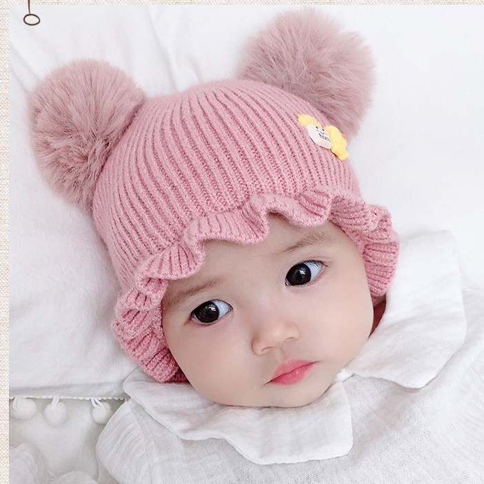 TP24-100% ASLI IMPORT Topi Rajut Kupluk Anak Bayi Perempuan Duck Fries