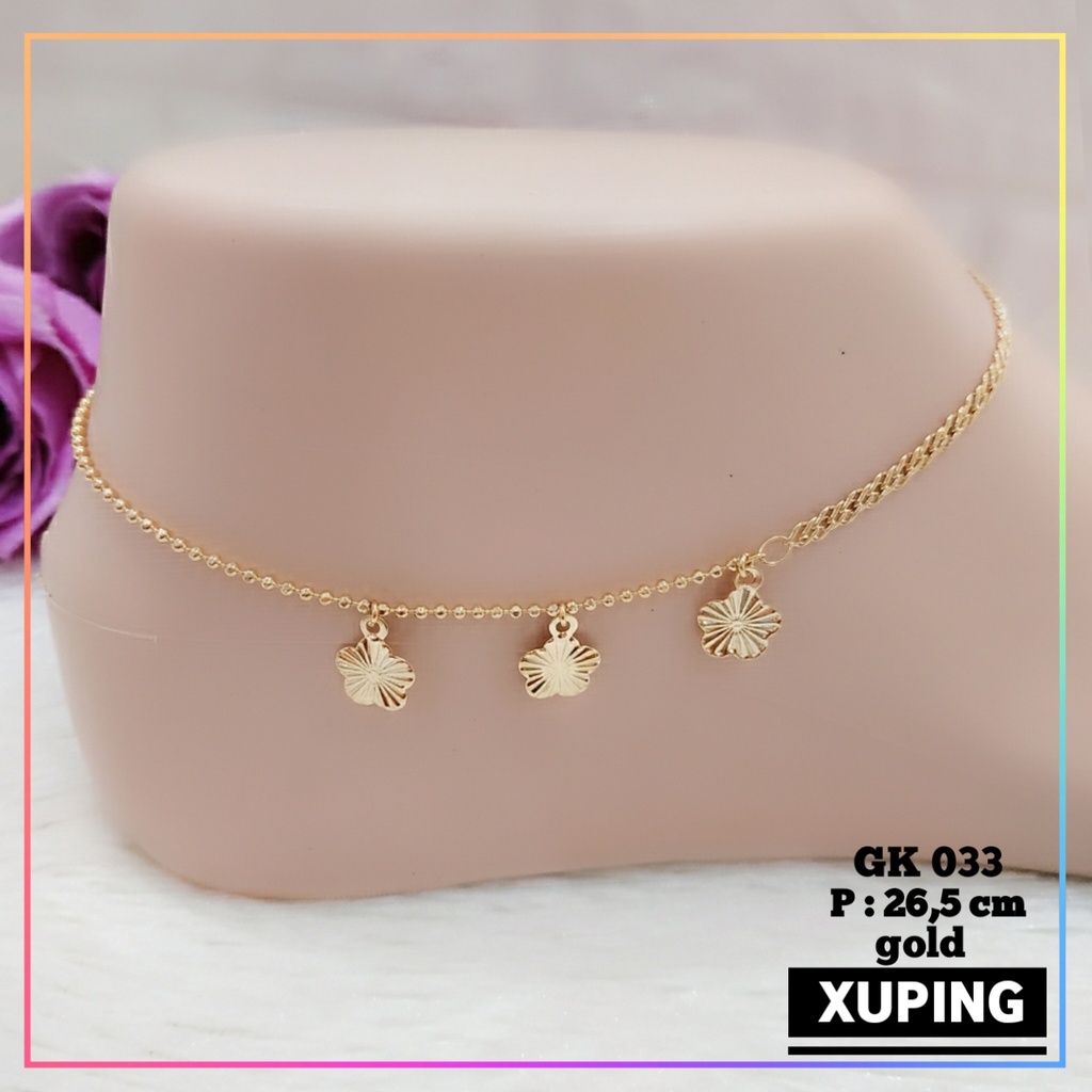 Gelang kaki xuping gelang kaki dewasa flower simple polos terbaru perhiasan lapis emas gold GK 033