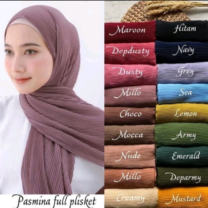 PASHMINA FULL PRISKET/ HIJAB PLISKET/KERUDUNG PASHMINA/KERUDUNG PRISKET