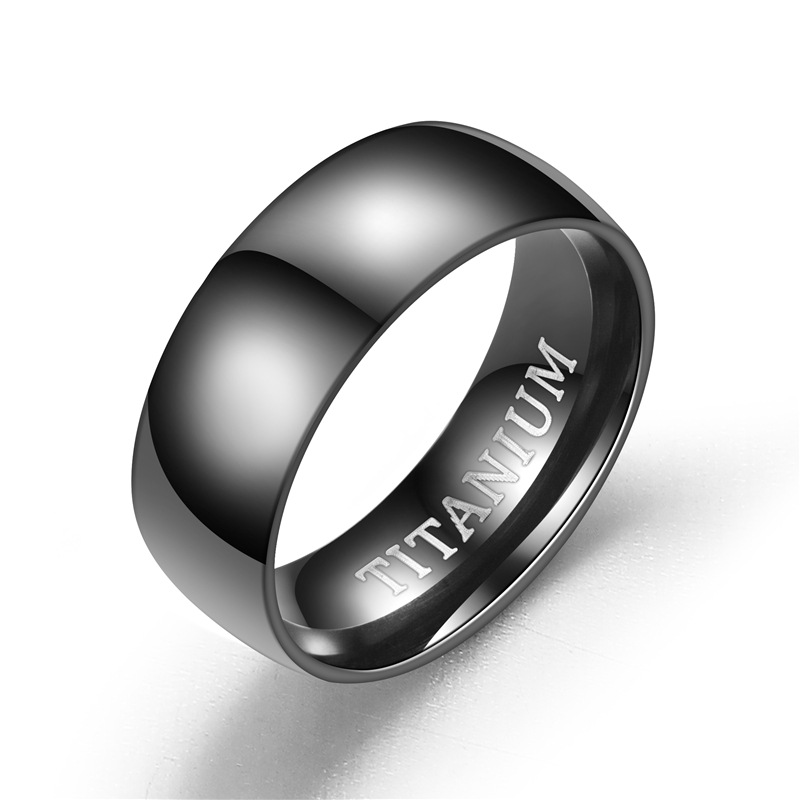 Cincin Bahan Titanium Steel Warna Hitam Matte Gaya Eropa Dan Amerika