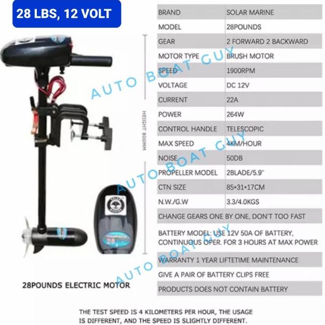 Mesin Tempel Perahu Karet Listrik Elektrik Trolling Mancing 12V 24V