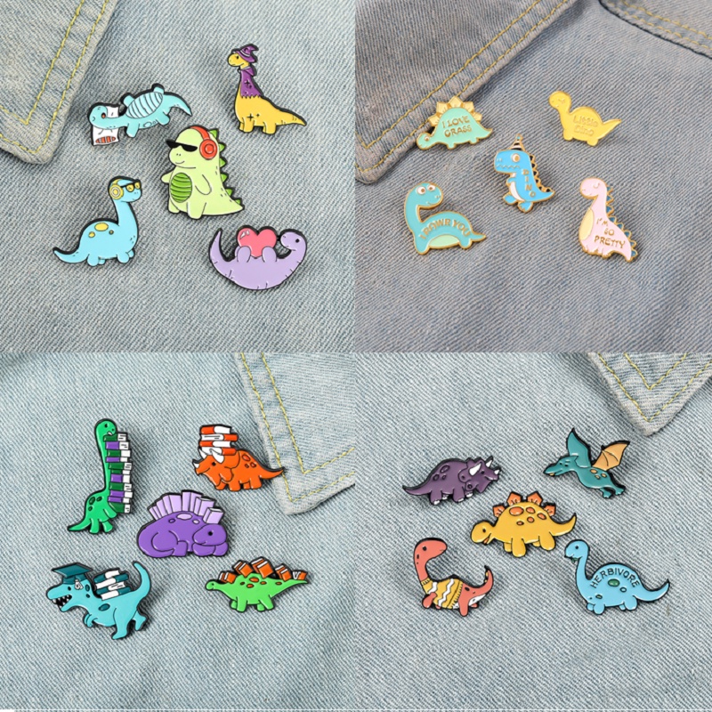 44 Gaya Bros Pin Desain Kartun Dinosaurus Untuk Aksesoris Pakaian