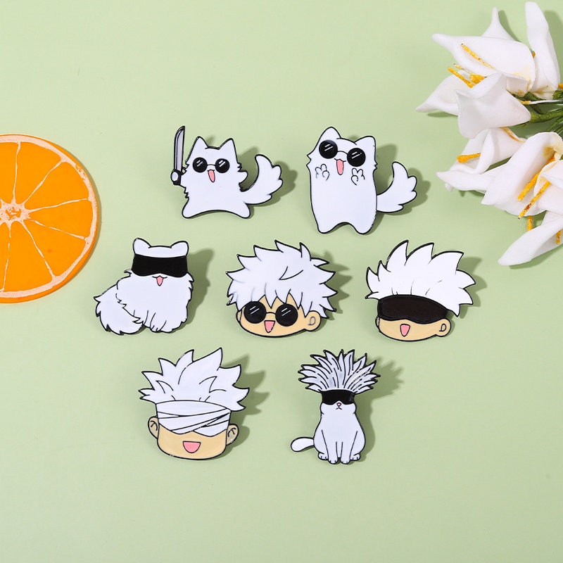 Bros Lencana Enamel Desain Hewan Kucing Anime Jujutsu Kaisen Untuk Aksesoris Pakaian