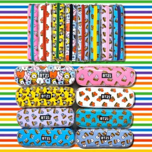 

Kotal Pensil / Pencil Case Segi 4 Panjang Resleting BT21