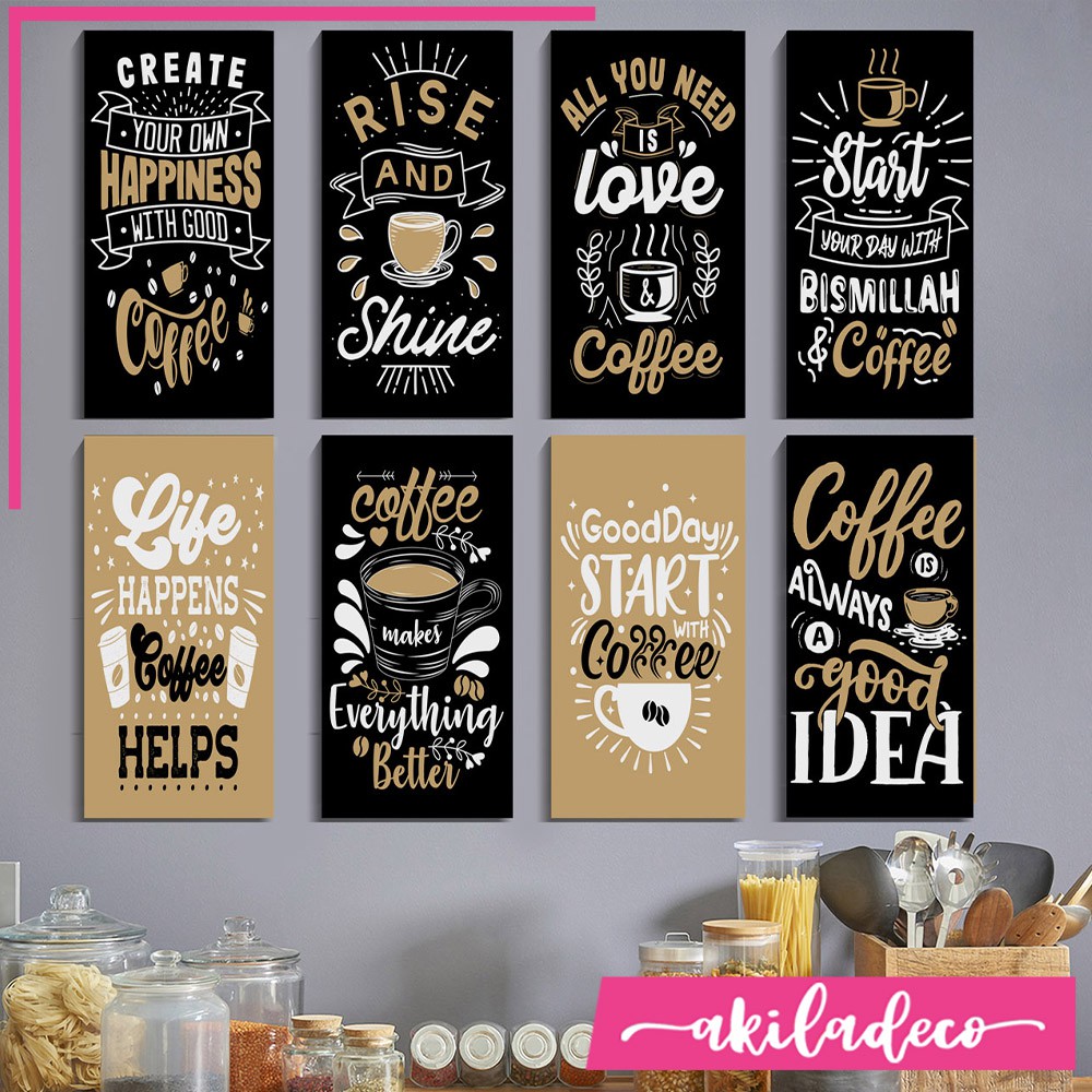 Pajangan Dinding Kayu Cafe Dekorasi Moderen Wall decor Poster Kayu Ruang Dapur Tema Kopi