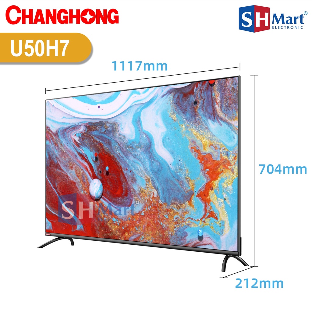 TV CHANGHONG 50 INCH U50H7 BEZEL LESS 4K UHD ANDROID TV GARANSI RESMI (MEDAN)