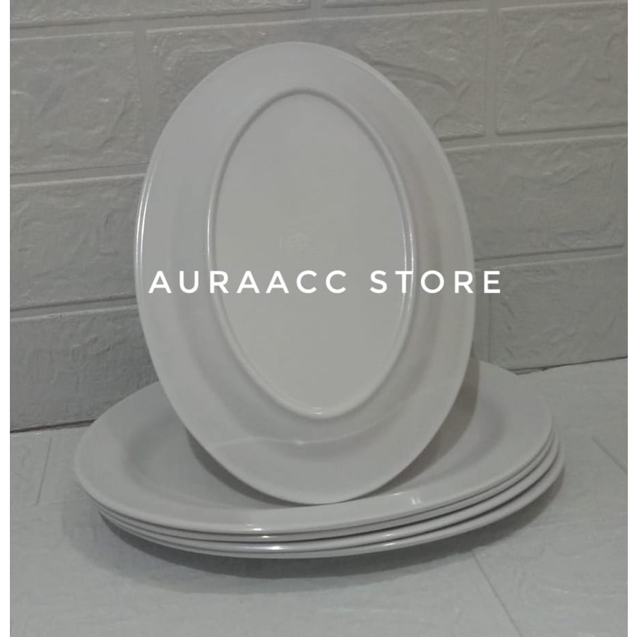 TERBARU! 1 LUSIN 12PCS PIRING SAJI OVAL MELAMIN/ UKURAN 9INC/ WARNA PUTIH/ TEBAL DAN BAGUS/ TERMURAH