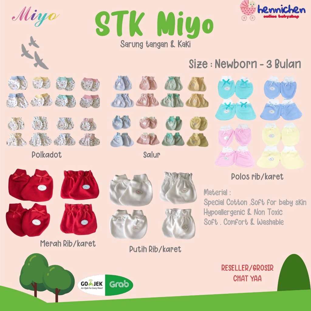 STK MIYO by libby 1 Set Sarung Tangan &amp; Kaos Kaki  Bayi TERLENGKAP (0-3M) SNI