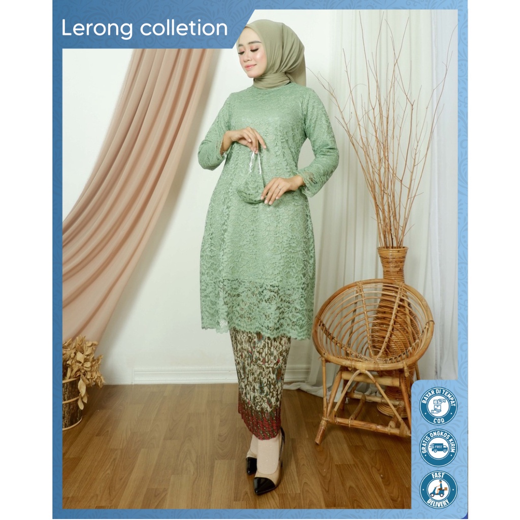 Set Kebaya Tunik Burkat Jumbo Baju Wisuda Wanita Pager Ayu Lamaran Tunangan